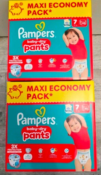 🍼 Pampers Baby-Dry – Taille 7 (+15 kg) – Lot 2x62 couches – Neuf