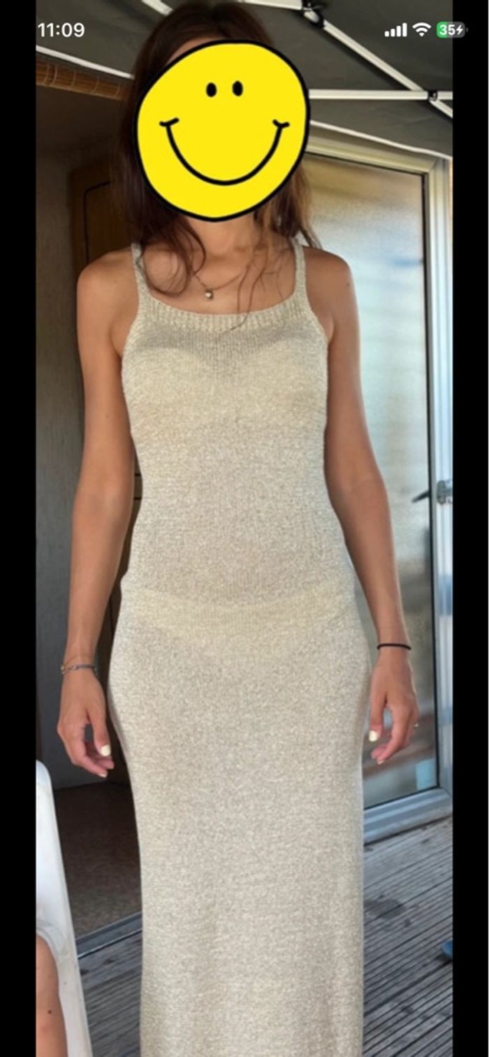 Robe longue été dorée/crème Taille unique