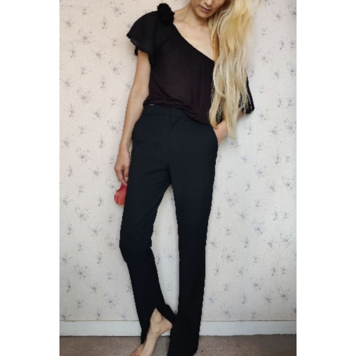 Pantalon noir taille S/36 Zara fendu style chic - photo numéro 3