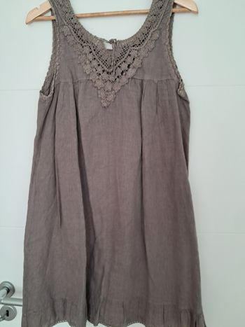 Robe trapèze en lin taupe