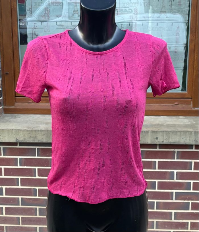 💖 T-shirt en maille ajourée Zara – Taille 36 (S) - photo numéro 1