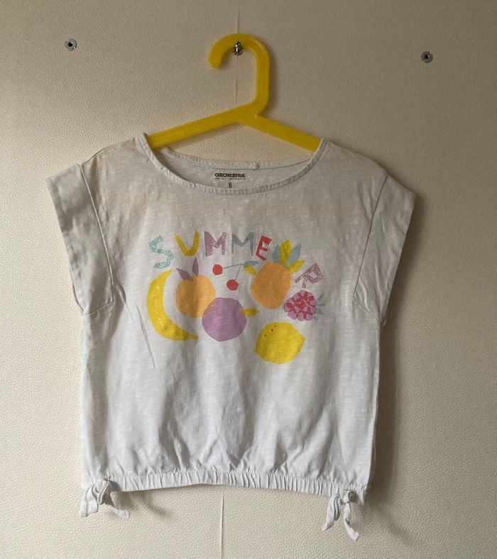 Tee-shirt court élastiqué imprimé fruits