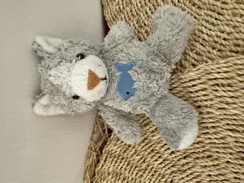 doudou gipsy chat renard gris poisson bleu brodé