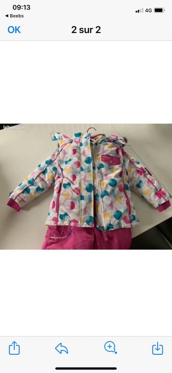 Ensemble ski  fille 3 ans haut et 4 ans bas