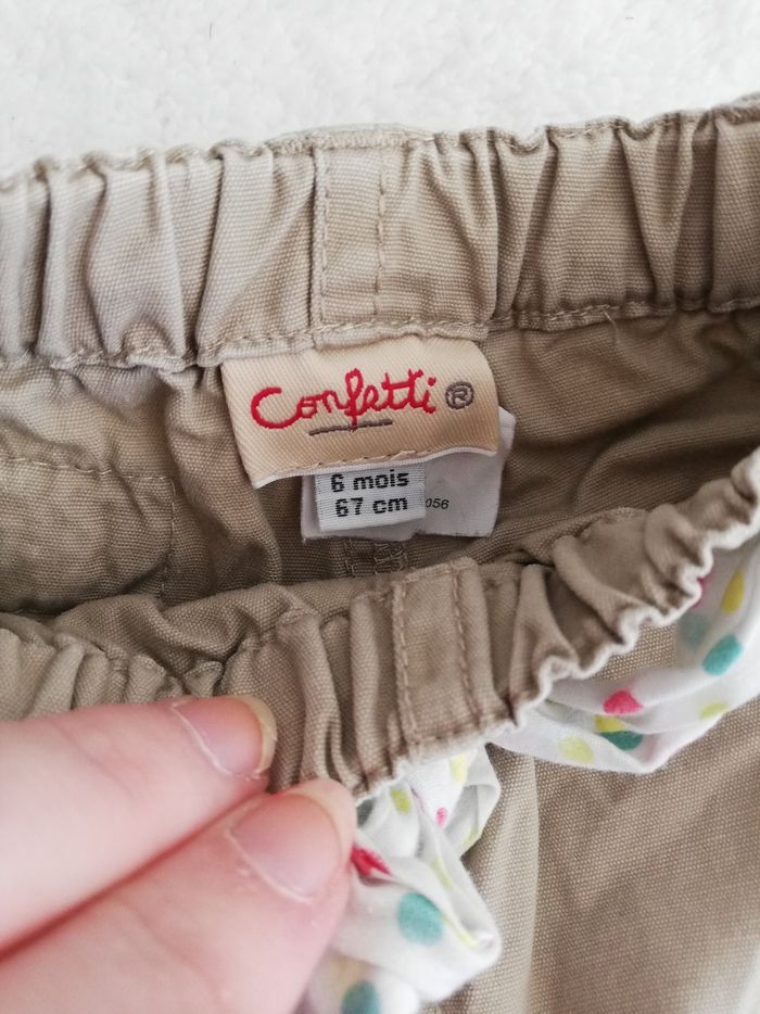 Pantalon fille beige 6 mois confetti - photo numéro 3
