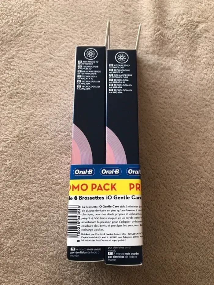 Neuf lot de 6 brossettes oral b io gentle care noires  Jamais ouvert - photo numéro 3