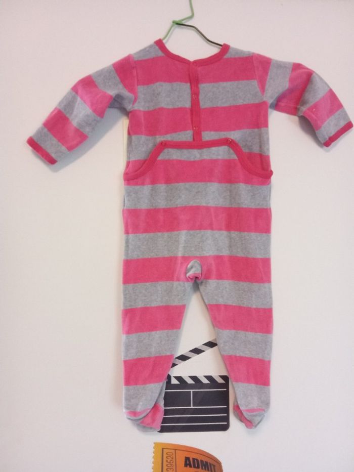 Pyjama une pièce petit bateau 18 mois fille polaire, hiver, chaud, rose, gris, motif - photo numéro 2