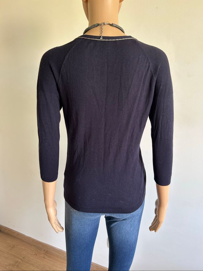 Pull bleu marine à manches courtes Morgan taille S TBE - photo numéro 5