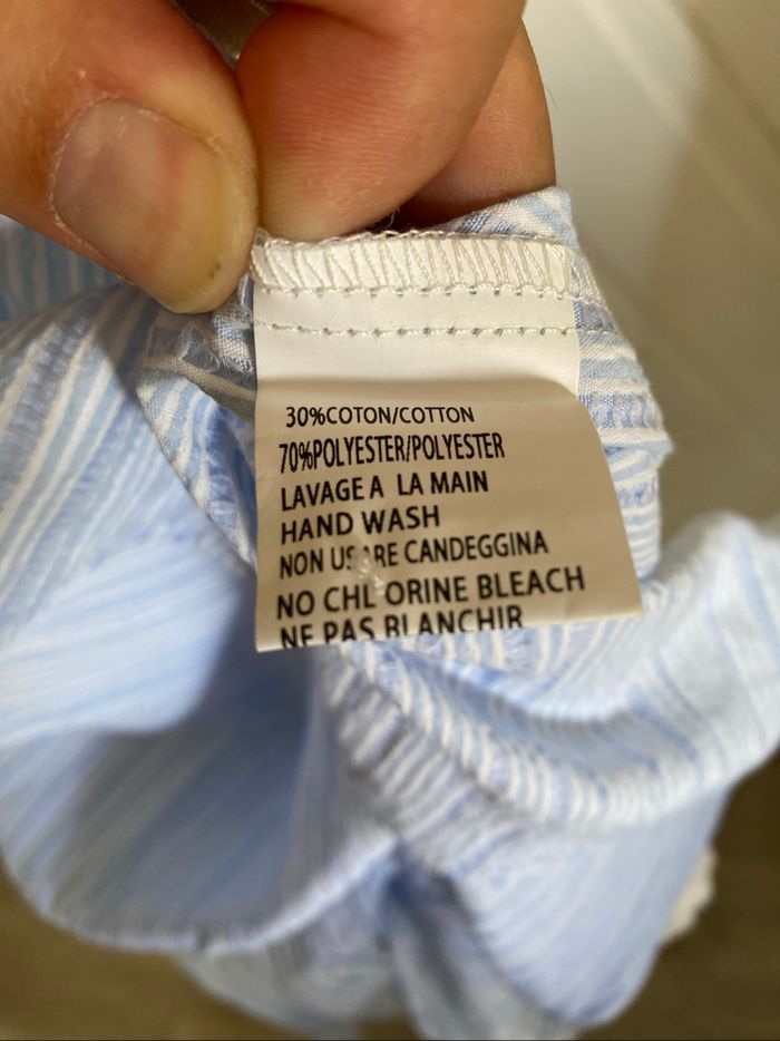 Chemise rayée bleu/blanc avec dentelle – Taille L – Neuve avec étiquette - photo numéro 7