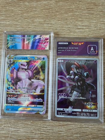 Cartes Gradées Palkia Forme Origine VSTAR et Mewtwo Armure Japonaise 
