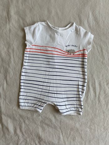 Barboteuse blanche à rayures TAO 3 mois