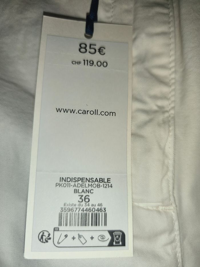 Pantalon droit blanc ourlets Caroll 36 Neuf - photo numéro 4