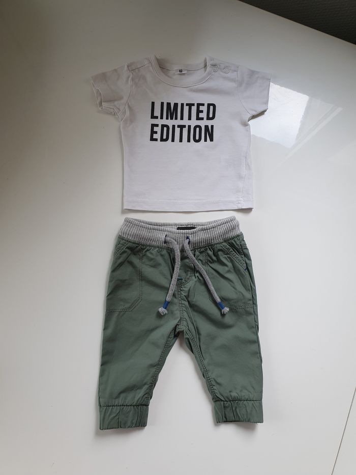 Ensemble tee-shirt + pantalon Kaki 3 mois
