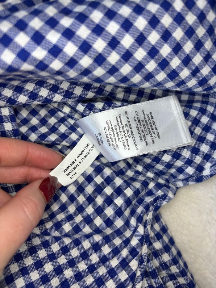 💙Chemise Neuve Ralph Lauren Homme à Carreaux Marine Logo Coloré - Taille S/36 - photo numéro 8
