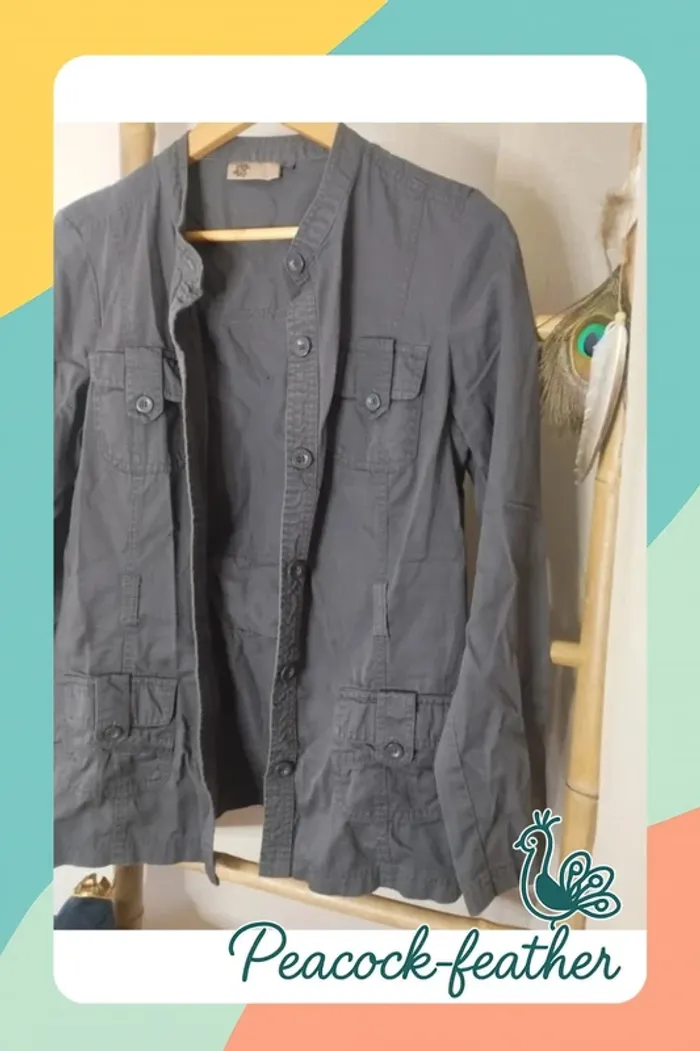 Veste saharienne grise Kiabi 40 - photo numéro 2