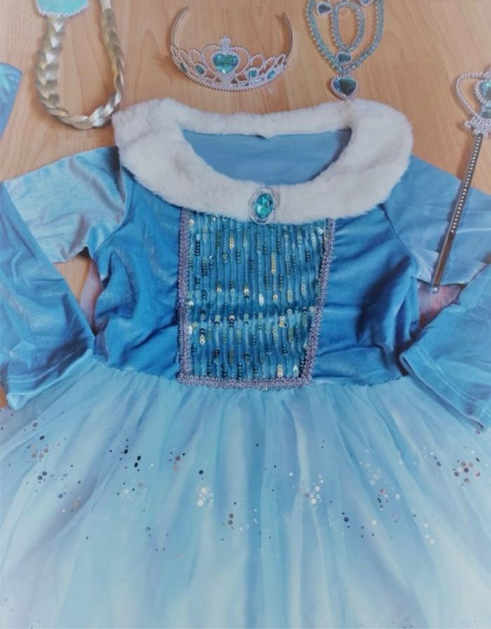 Déguisement robe princesse bleu velours 6ans - photo numéro 4