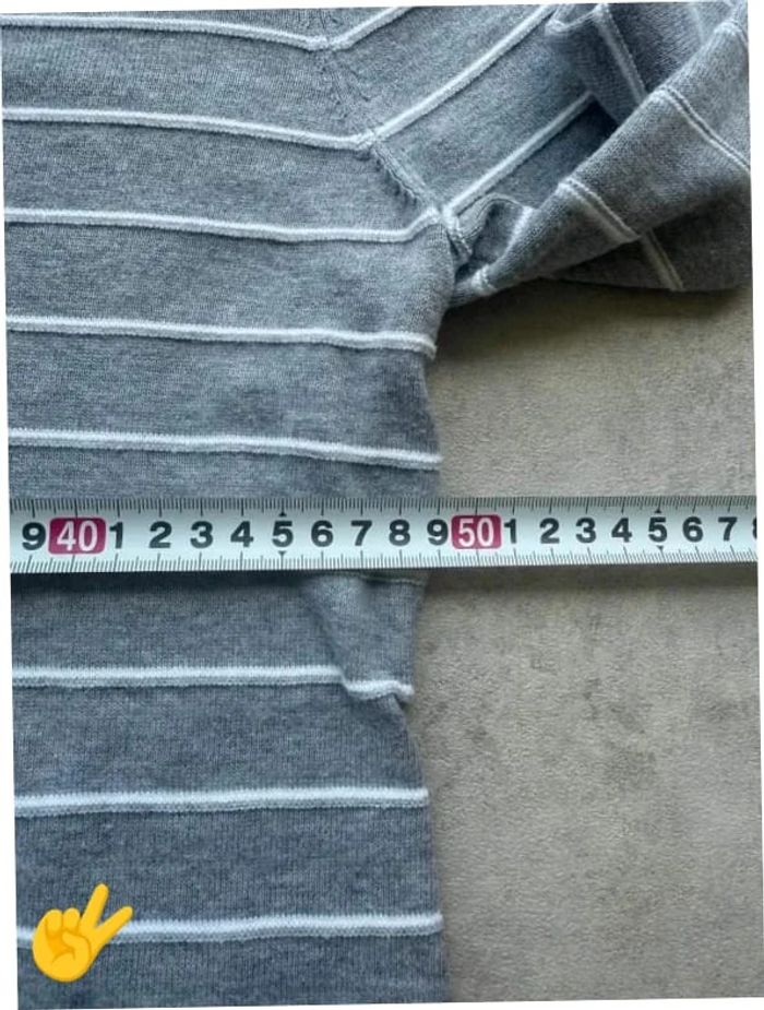 Pull Tommy Hilfiger Col V Taille L gris blanc Femme Women PULL0174 - photo numéro 5
