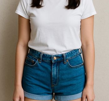 Short en jeans à revers slim basique taille 12 ans