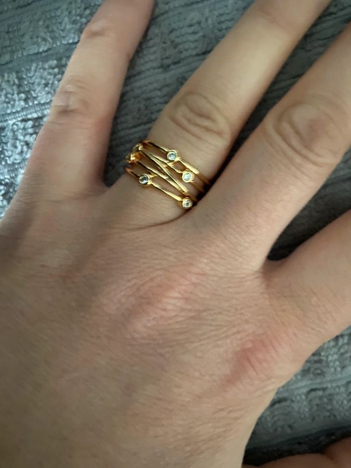 Bague à strass en acier inoxydable ajustable - photo numéro 2