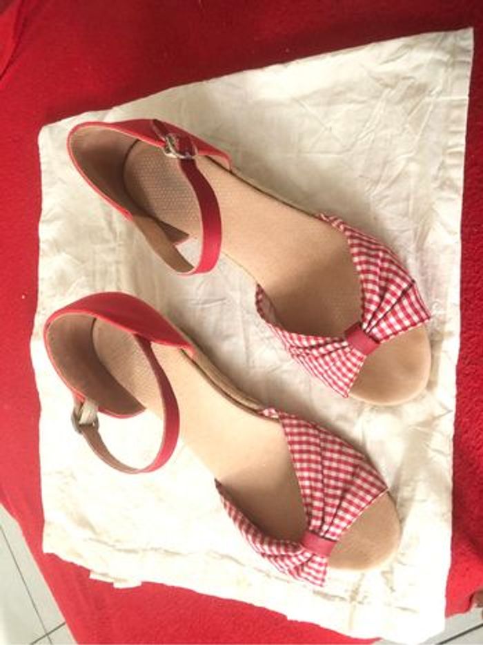 Espadrilles rouges à talon taille 40 - photo numéro 4