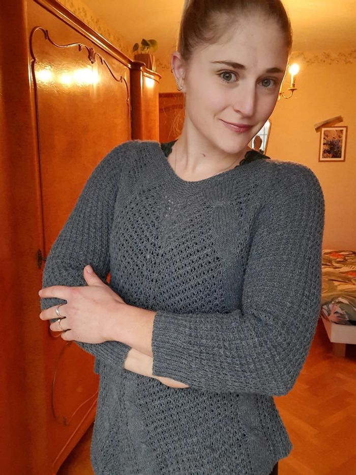 Haut ajouré gris M - photo numéro 3