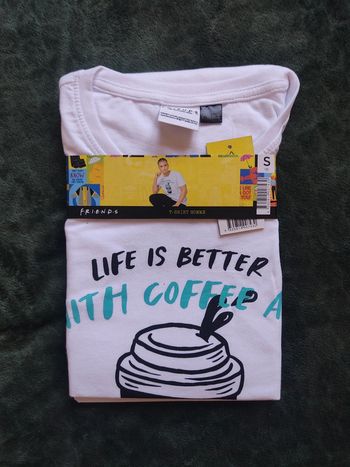 T-shirt homme blanc neuf Friends S Small coton