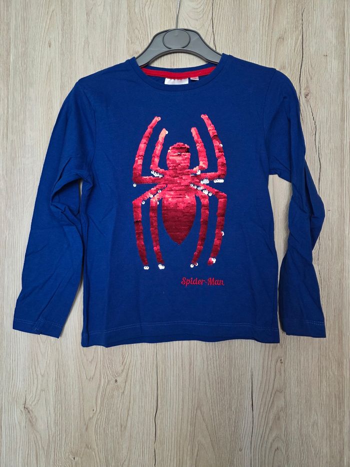 TEE-SHIRT MANCHE LONGUE GARÇON 👦 SPIDER-MAN MARVEL RÉVERSIBLE BLEU ROI TAILLE 6ANS - photo numéro 2