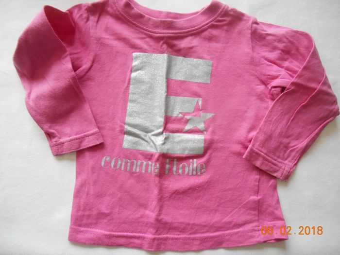 T-shirt fille manches longues 9-12 mois / barbouillage