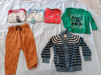 1 pantalon 1gilet 4 haut manches longues 18mois