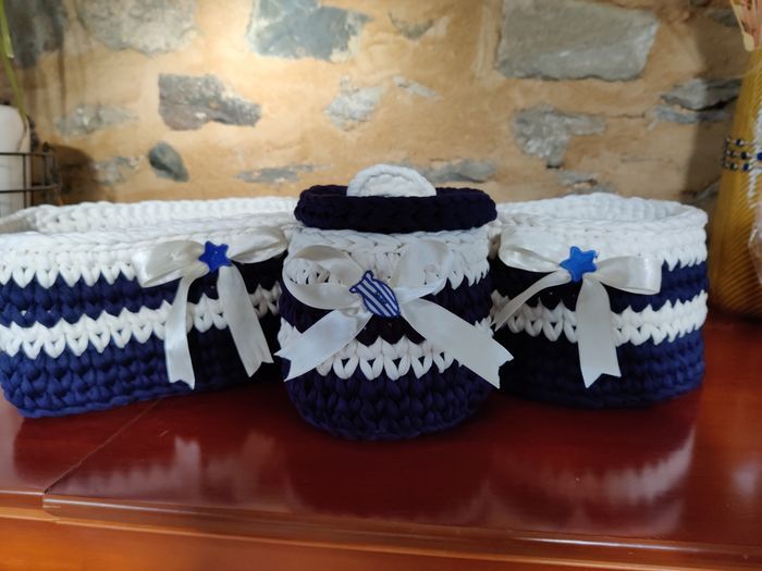 Pack de paniers de rangement en Trapilho pour bébé - photo numéro 2