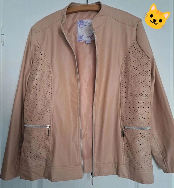 Veste beige simili cuir 50/52 Atlas for women - photo numéro 2