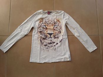 T-shirt ML blanc cassé léopard fille 14 ans BILOOK TBE