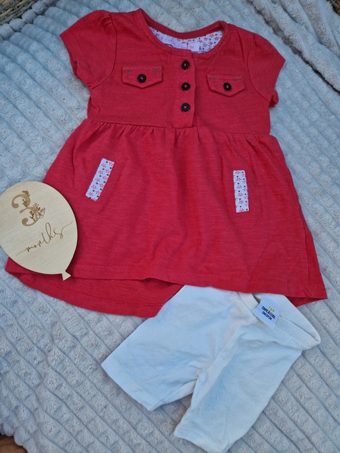 Ensemble robe et legging fuchsia bébé fille 3mois
