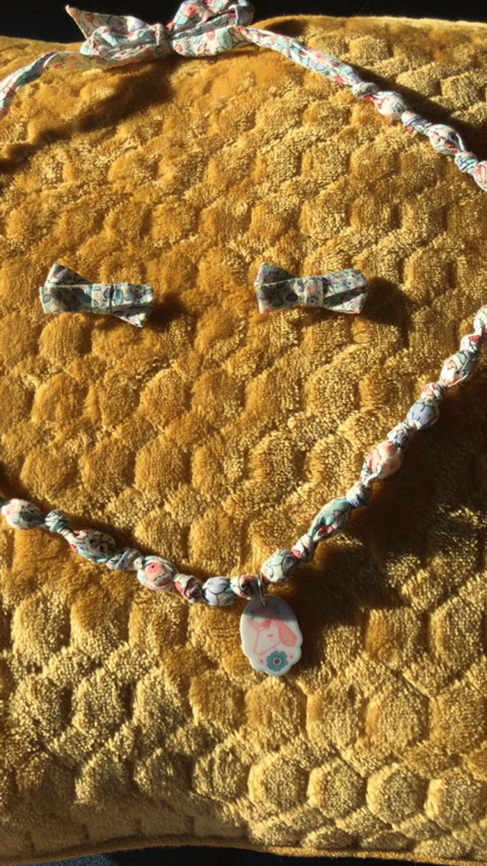 Sergent major collier thème licorne avec 2 barrettes - photo numéro 2