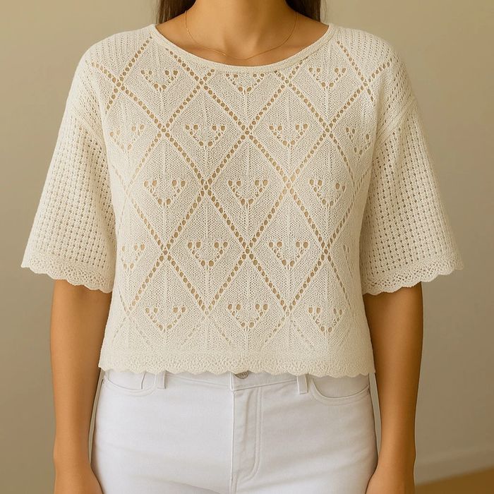 Blouse broderies tricot crochet Zara