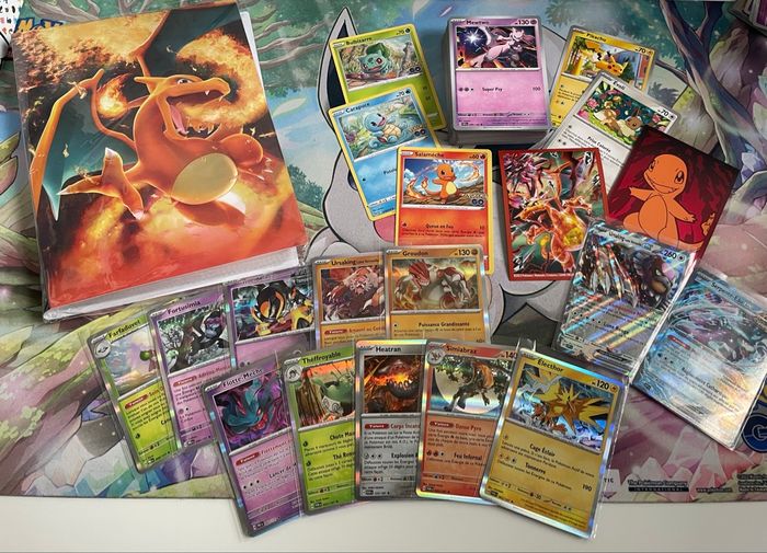 🎁 Gros lot de cartes Pokémon - Classeur Dracaufeu - Brillantes et EX
