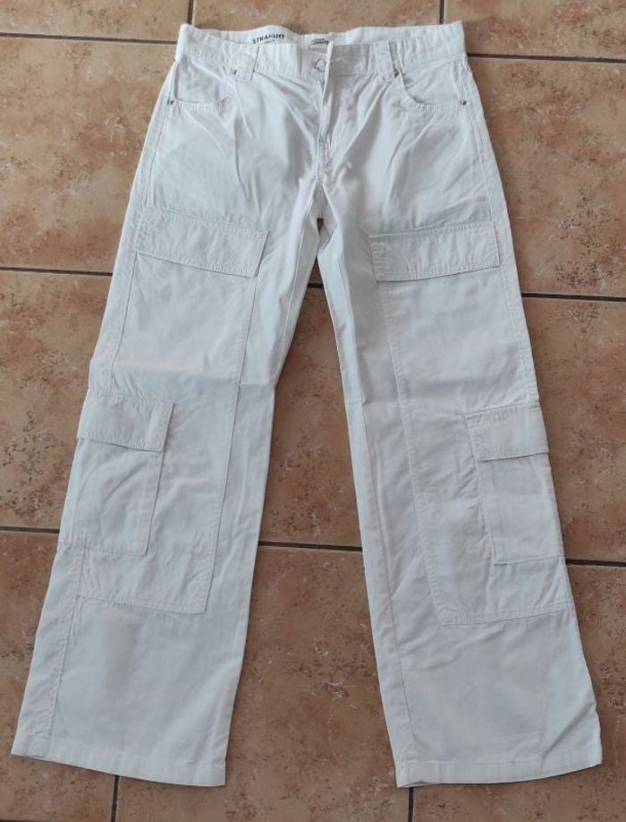 Pantalon straight cargo blanc Jennyfer taille 30