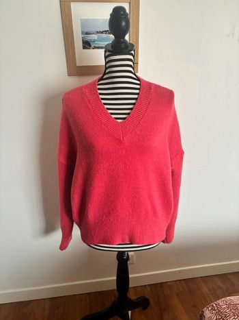 Pull rose col V TS