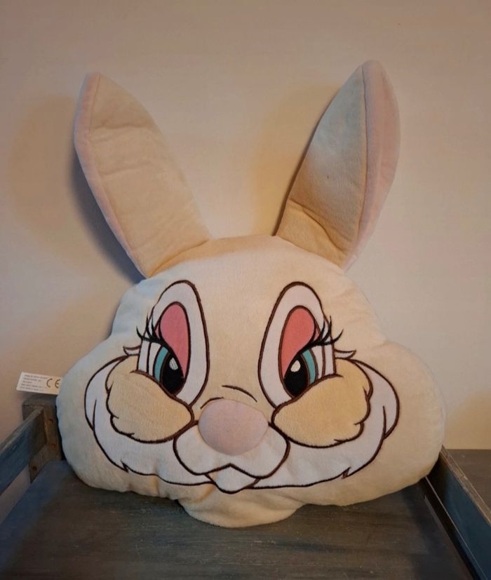 Coussin réversible Panpan Miss Bunny tête Disneyland Paris Disney Bambi oreiller lapin 45 cm - photo numéro 2