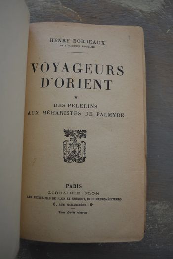 henry bordeaux voyageurs d'orient