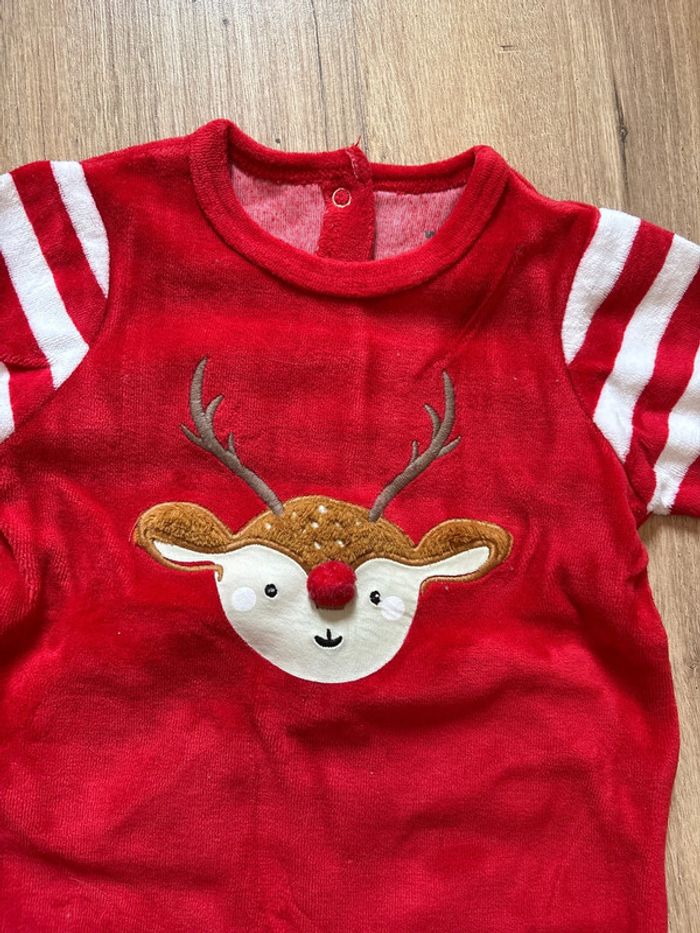 Pyjama velours Noël Renne rouge 6 mois Vertbaudet - photo numéro 2