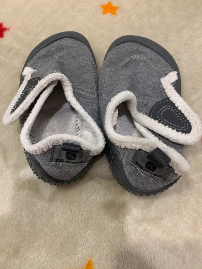 Chaussons de gym souples Mixte Décathlon Domyos Gris et Blanc T24 - photo numéro 3