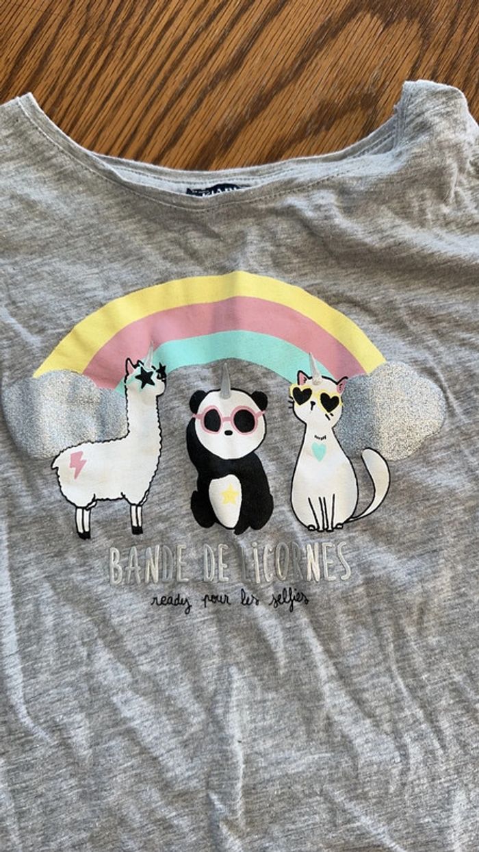 T-shirt Kiabi 5 ans licorne et panda - photo numéro 2