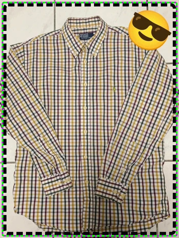 🟨 Chemise manches longues Ralph Lauren Multicarreaux – Taille M (100% Coton) - photo numéro 2