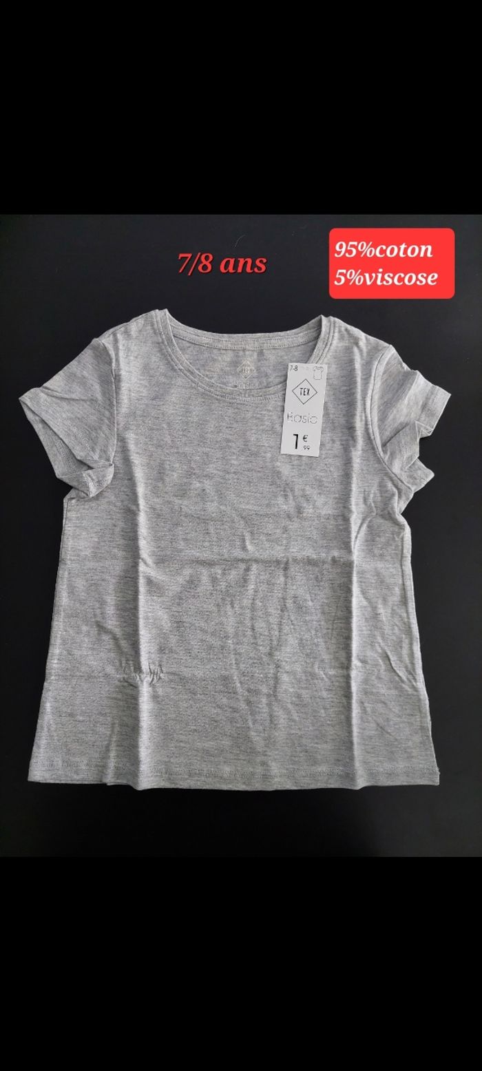 T-shirt uni gris garçon 7/8ans