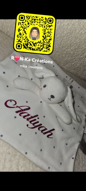 Doudou lapin blàc Prénom 