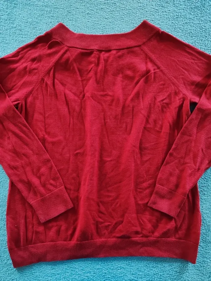 Pull Lauren Ralph Lauren col bateau rouge – taille M FR 38/40 – détail sangle cuir - photo numéro 2