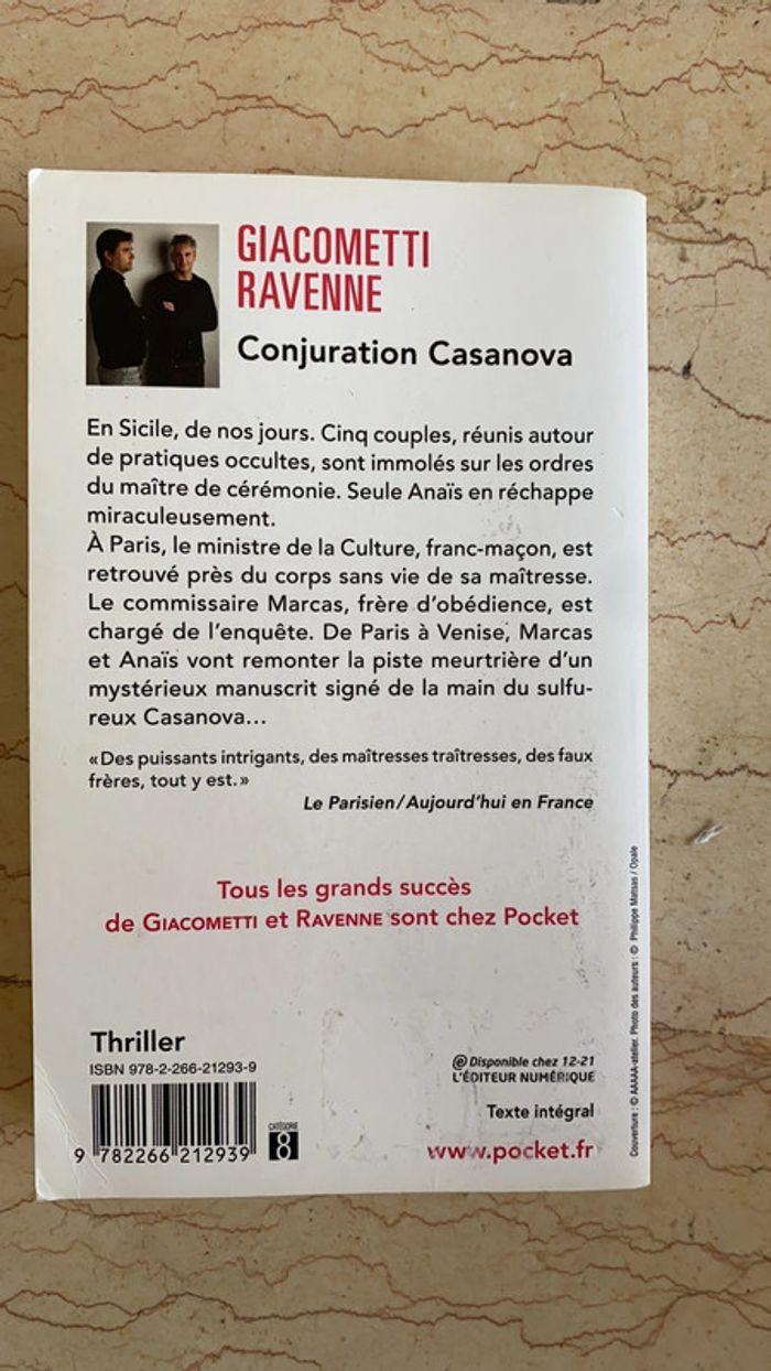 Livre «  conjuration Casanova  » Giacometti Ravenne - photo numéro 2