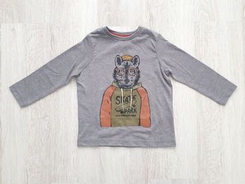 T-shirt gris chiné Loup - Vertbaudet