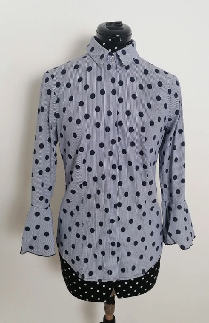 Chemise à rayures et gros pois bleu marine et blanc Taille S Liu Jo - photo numéro 2